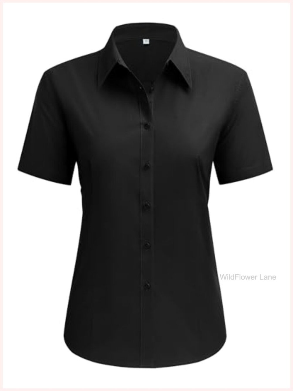 Women's Short Sleeve Cotton Button Down Collared Work Blouse